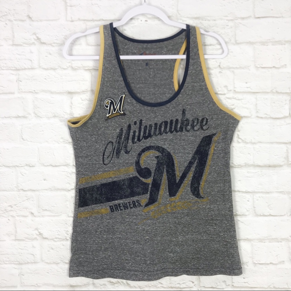 Milwaukee Brewers MLB Heathered Gray Graphic Tank